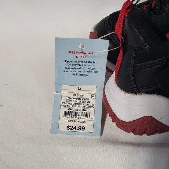 Cat & Jack Toddler Boys NWT Black Jordie Basketball High Top Sneakers Size 5T - Picture 3 of 12